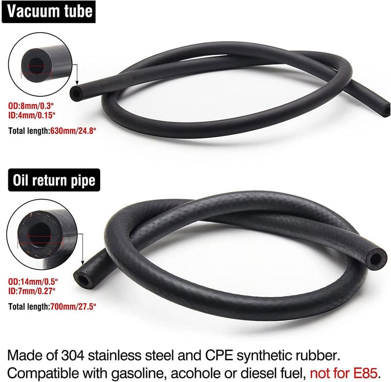 BARTOO طقم منظم ضغط الوقود القابل للتعديل العالمي، منظم وقود من الألمنيوم، منظم ضغط حقن الغاز والزيت القابل للتعديل مع مقياس 0-140 PSI - أسود - Image 5